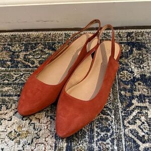 Madewell Margot Slingback Flat in Suede - Russet